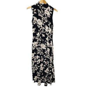 Nanette Lepore floral dress high neck black cream women’s size 6 NWT